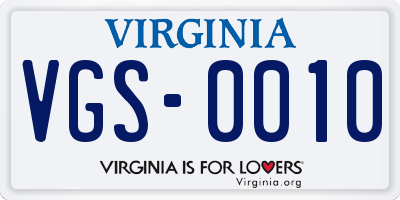 VA license plate VGS0010