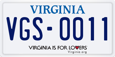 VA license plate VGS0011