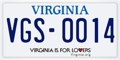 VA license plate VGS0014