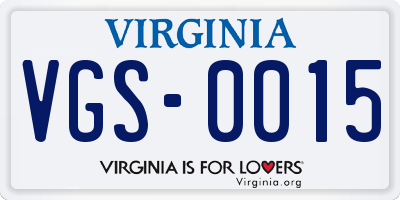 VA license plate VGS0015