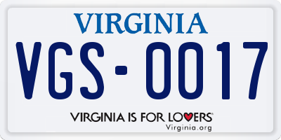 VA license plate VGS0017