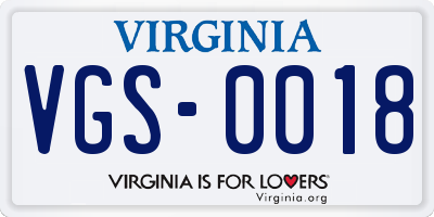 VA license plate VGS0018