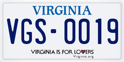 VA license plate VGS0019