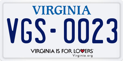 VA license plate VGS0023