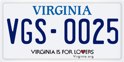 VA license plate VGS0025