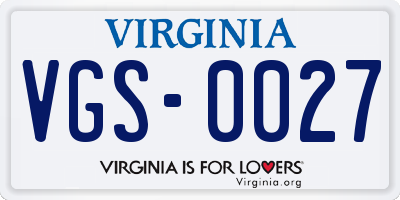 VA license plate VGS0027