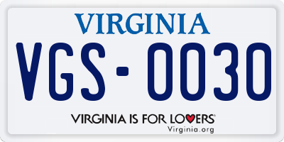 VA license plate VGS0030