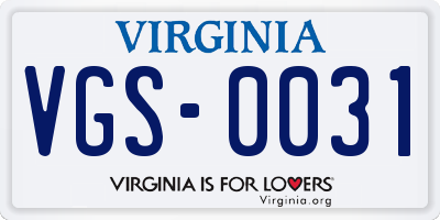 VA license plate VGS0031