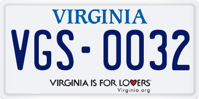 VA license plate VGS0032