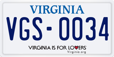 VA license plate VGS0034