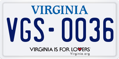 VA license plate VGS0036
