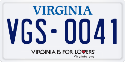 VA license plate VGS0041