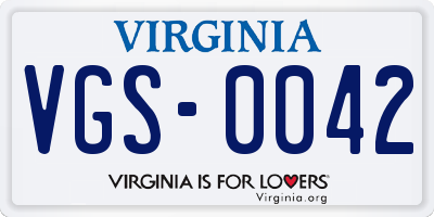 VA license plate VGS0042
