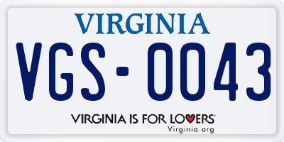 VA license plate VGS0043