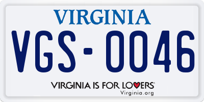 VA license plate VGS0046