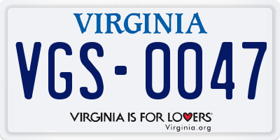 VA license plate VGS0047