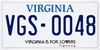 VA license plate VGS0048