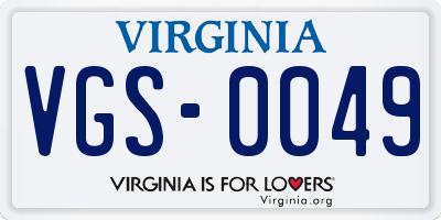 VA license plate VGS0049