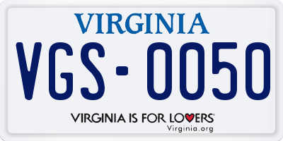 VA license plate VGS0050