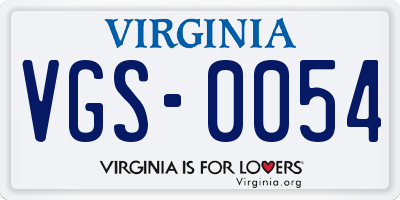 VA license plate VGS0054