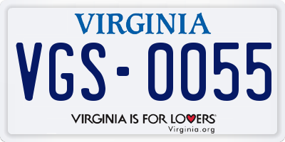 VA license plate VGS0055
