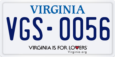 VA license plate VGS0056