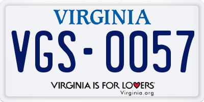 VA license plate VGS0057
