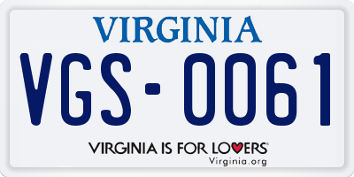 VA license plate VGS0061