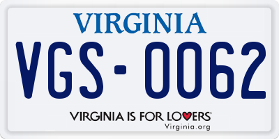 VA license plate VGS0062