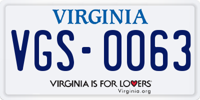 VA license plate VGS0063
