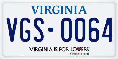VA license plate VGS0064