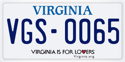 VA license plate VGS0065