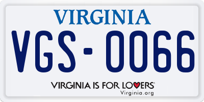 VA license plate VGS0066