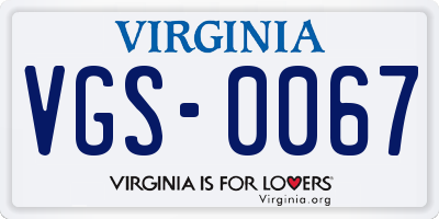 VA license plate VGS0067