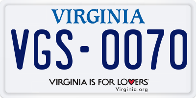 VA license plate VGS0070