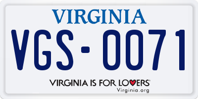 VA license plate VGS0071