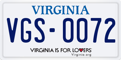 VA license plate VGS0072