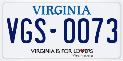 VA license plate VGS0073
