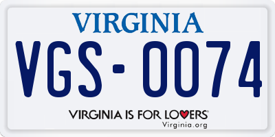 VA license plate VGS0074