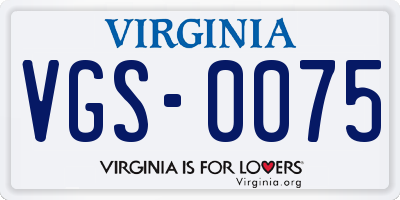 VA license plate VGS0075