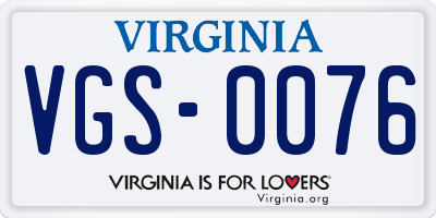 VA license plate VGS0076
