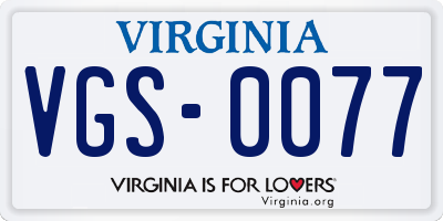 VA license plate VGS0077