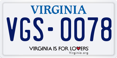 VA license plate VGS0078