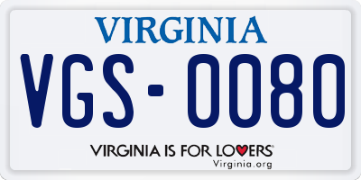 VA license plate VGS0080