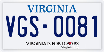 VA license plate VGS0081