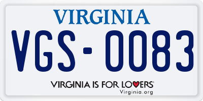 VA license plate VGS0083