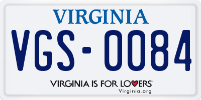 VA license plate VGS0084