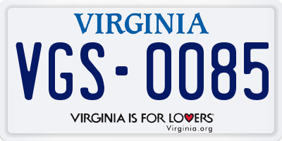 VA license plate VGS0085