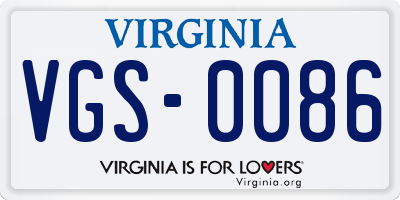 VA license plate VGS0086