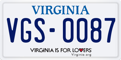 VA license plate VGS0087
